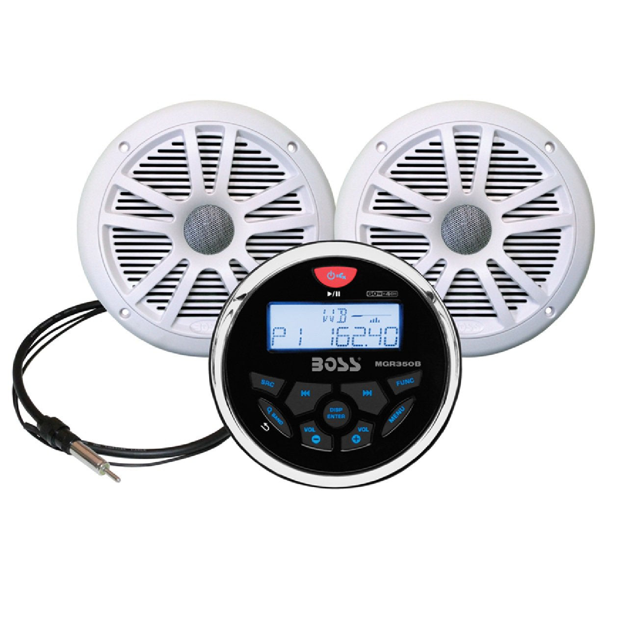 Boss Audio Marine Stereo & 6.5" Speaker Kit - White -MCKGB350W.6