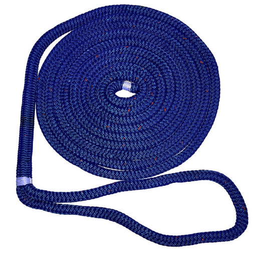 New England Ropes 3/8" Double Braid Dock Line - Blue w/Tracer - 15'