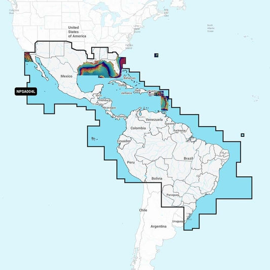 Navionics 010 - C1364 - 40 Platinum Plus NPSA004L Mexico, Caribbean to Brazil Map - The Online Fishing Store